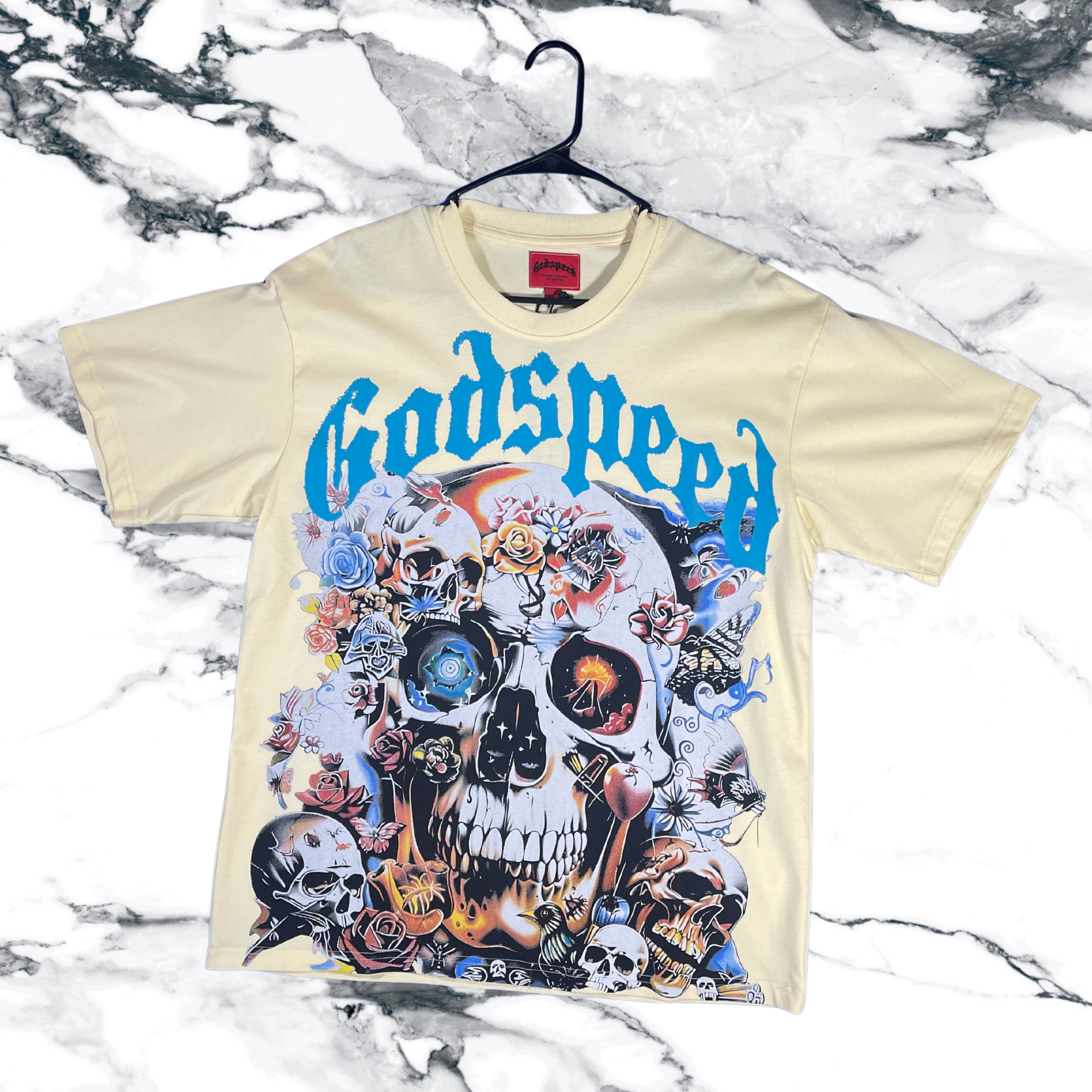 Good speed shirt- biege/blue