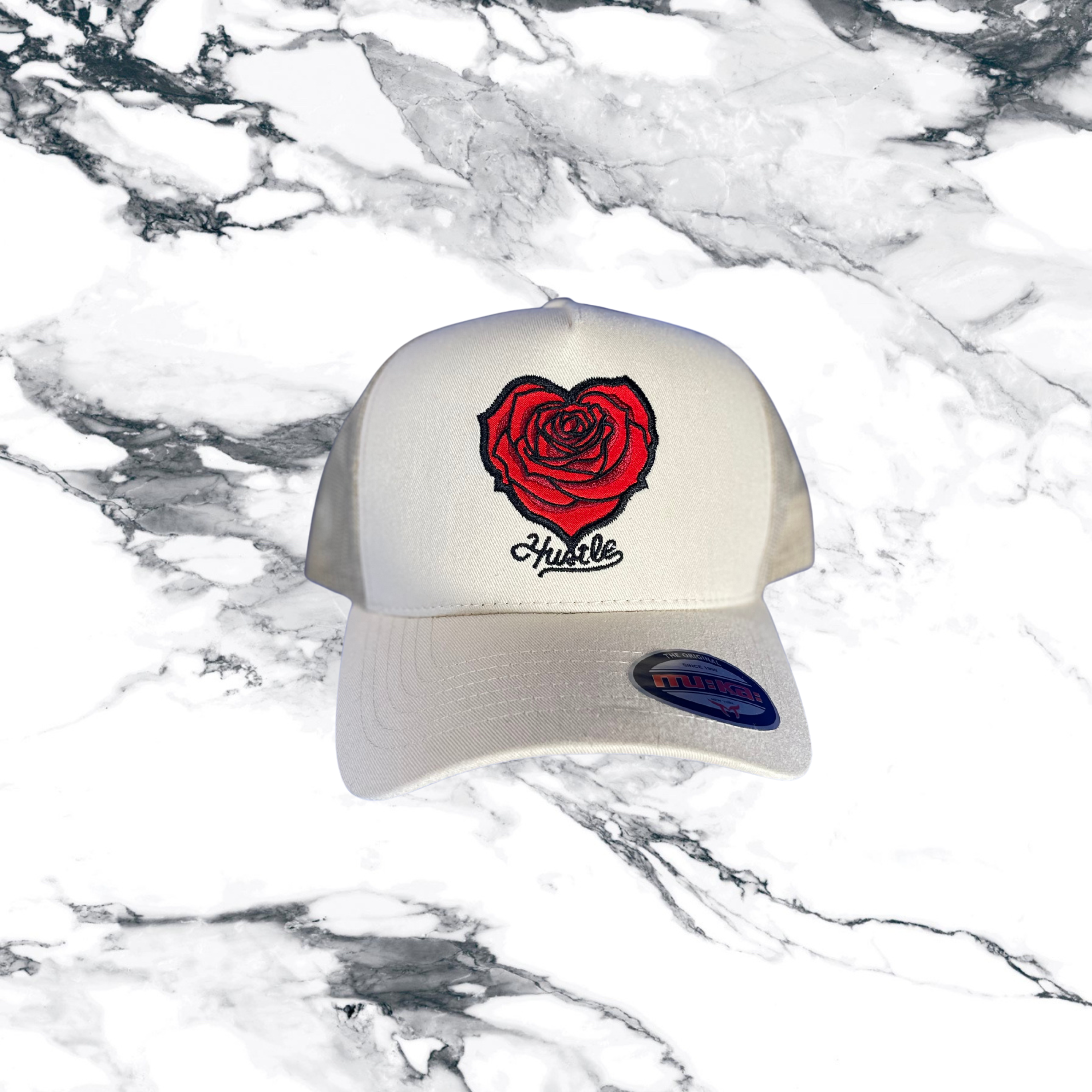 Heart hat- wht/red