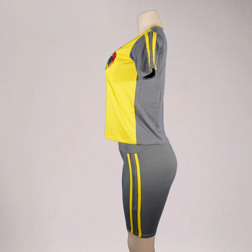 Women’s 2pc lips set- grey/yellow