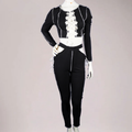 Women’s black hollow out 2pc-blk/wht