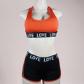 Women’s love 2pc short set - orange/black