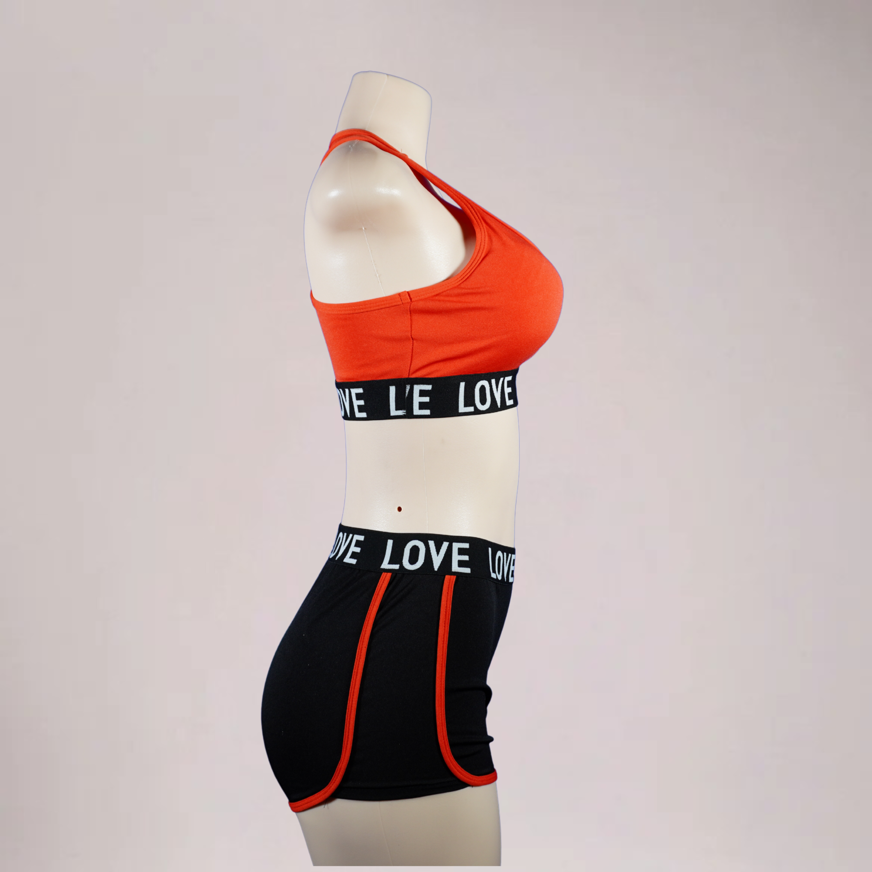 Women’s love 2pc short set - orange/black