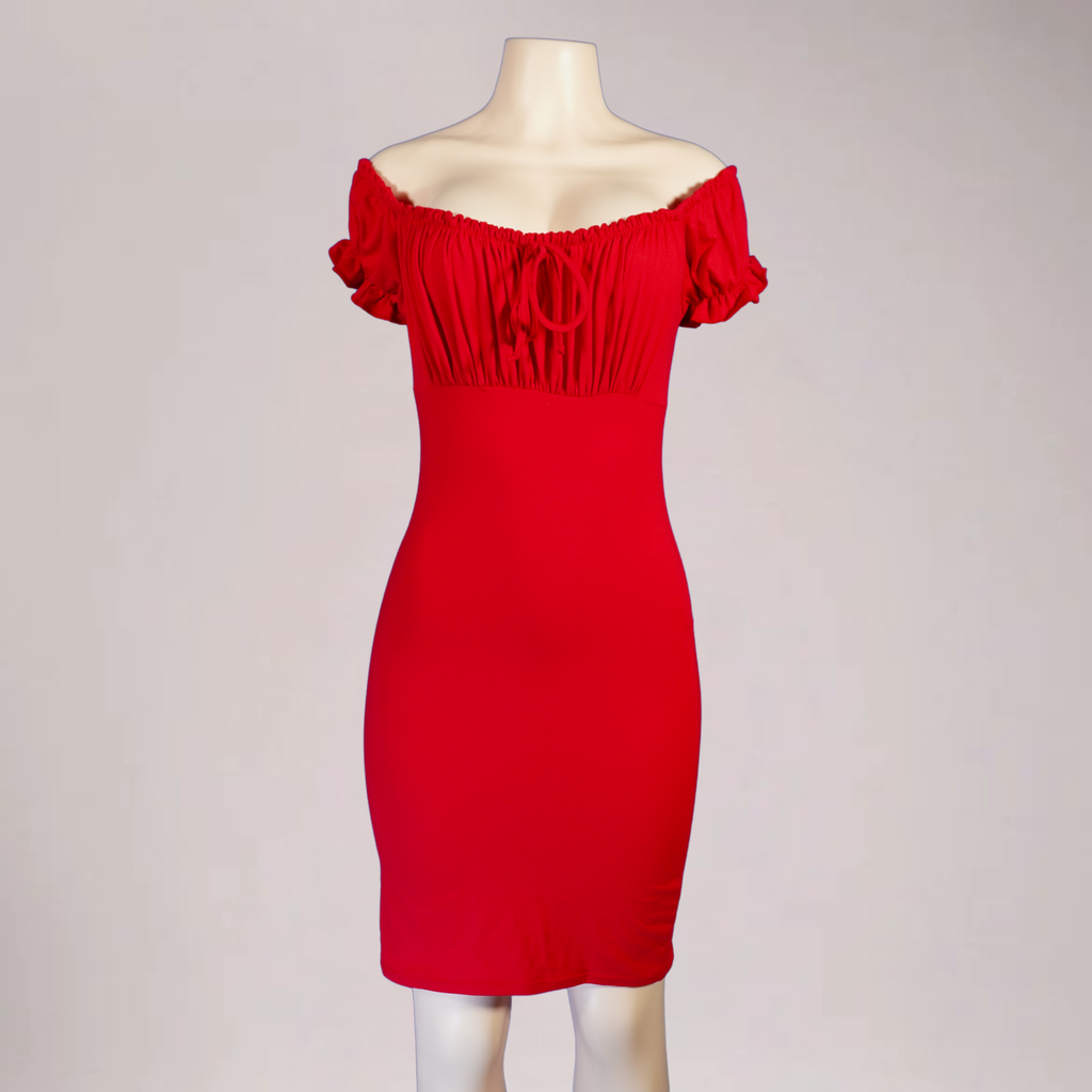 Women’s red off the shoulder dress