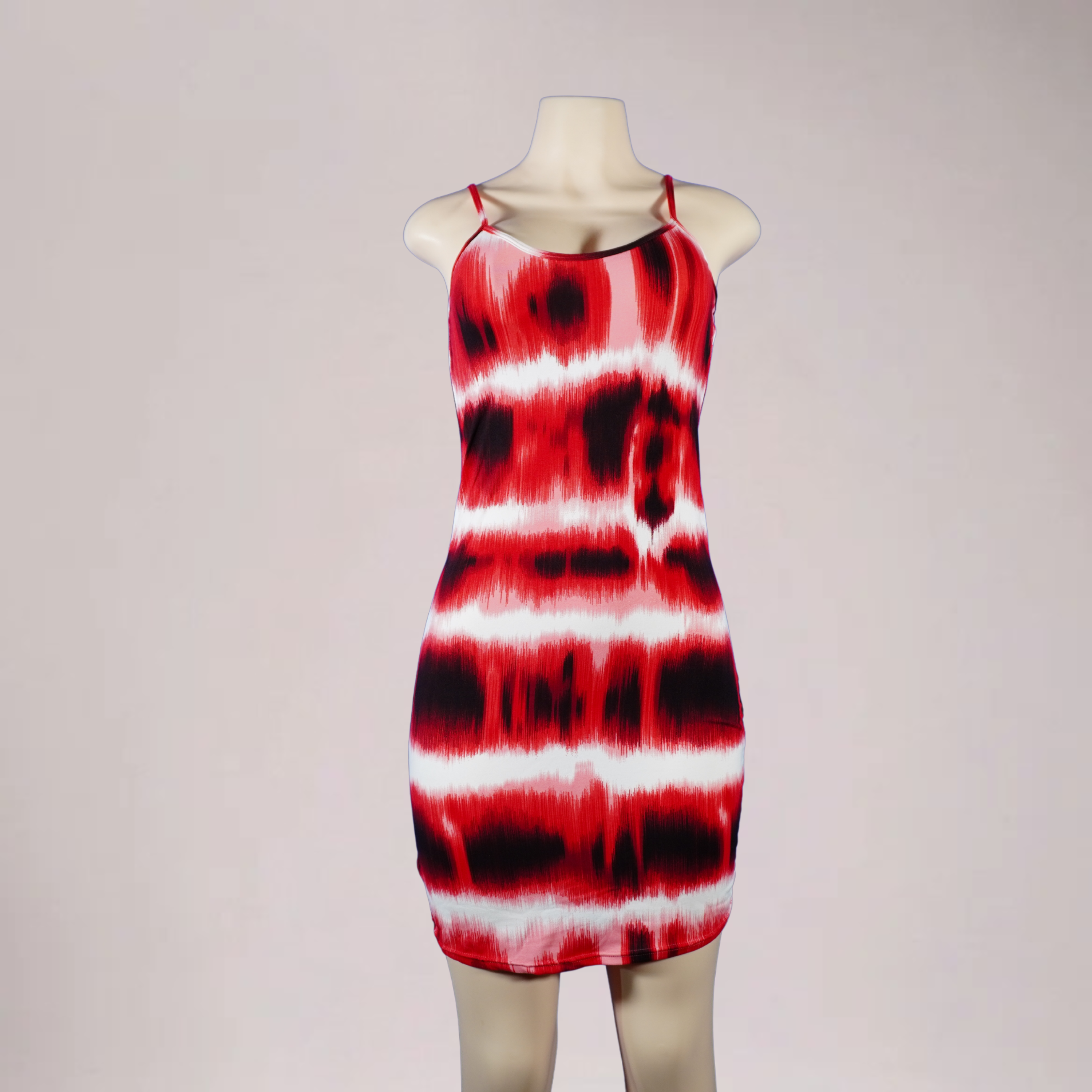 Women maxi dress- red/black/wht-