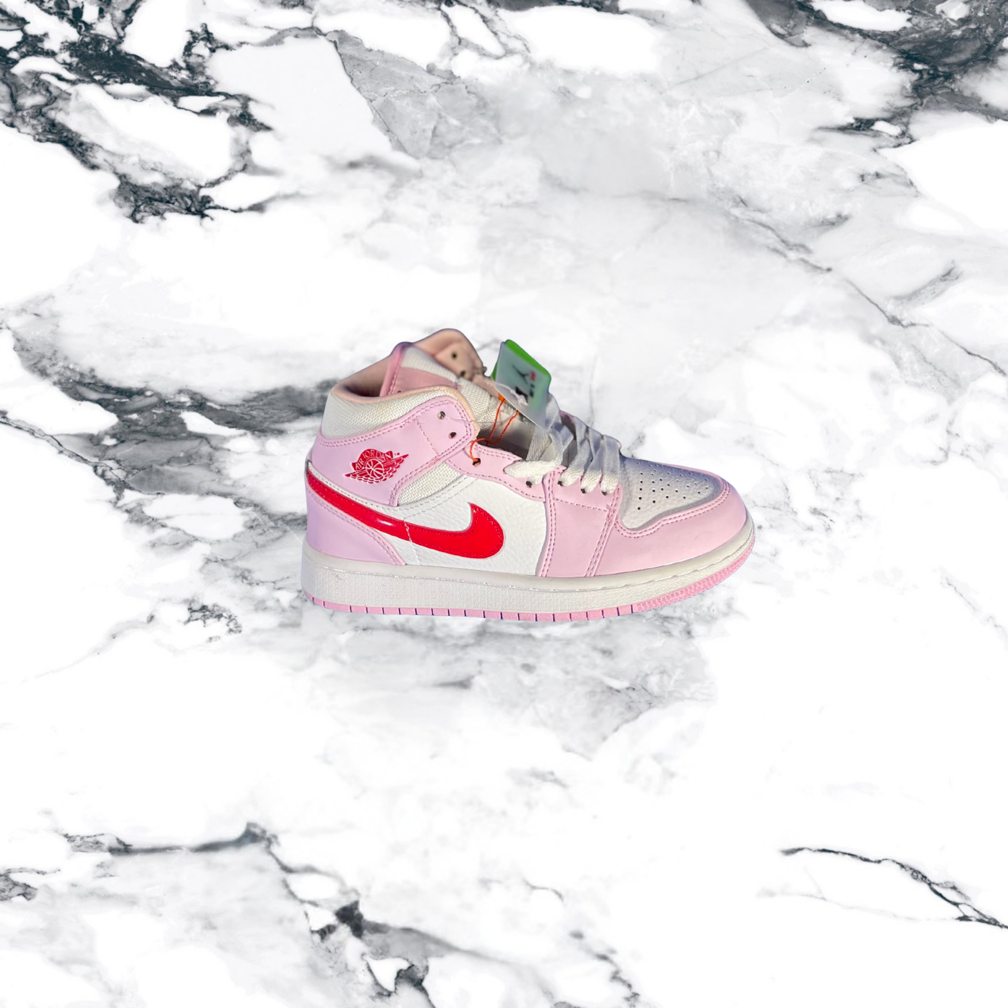 Youth Jordan 1 mid- pink/white/red