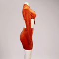 Women velvet orange 2pc-crop/skirt set