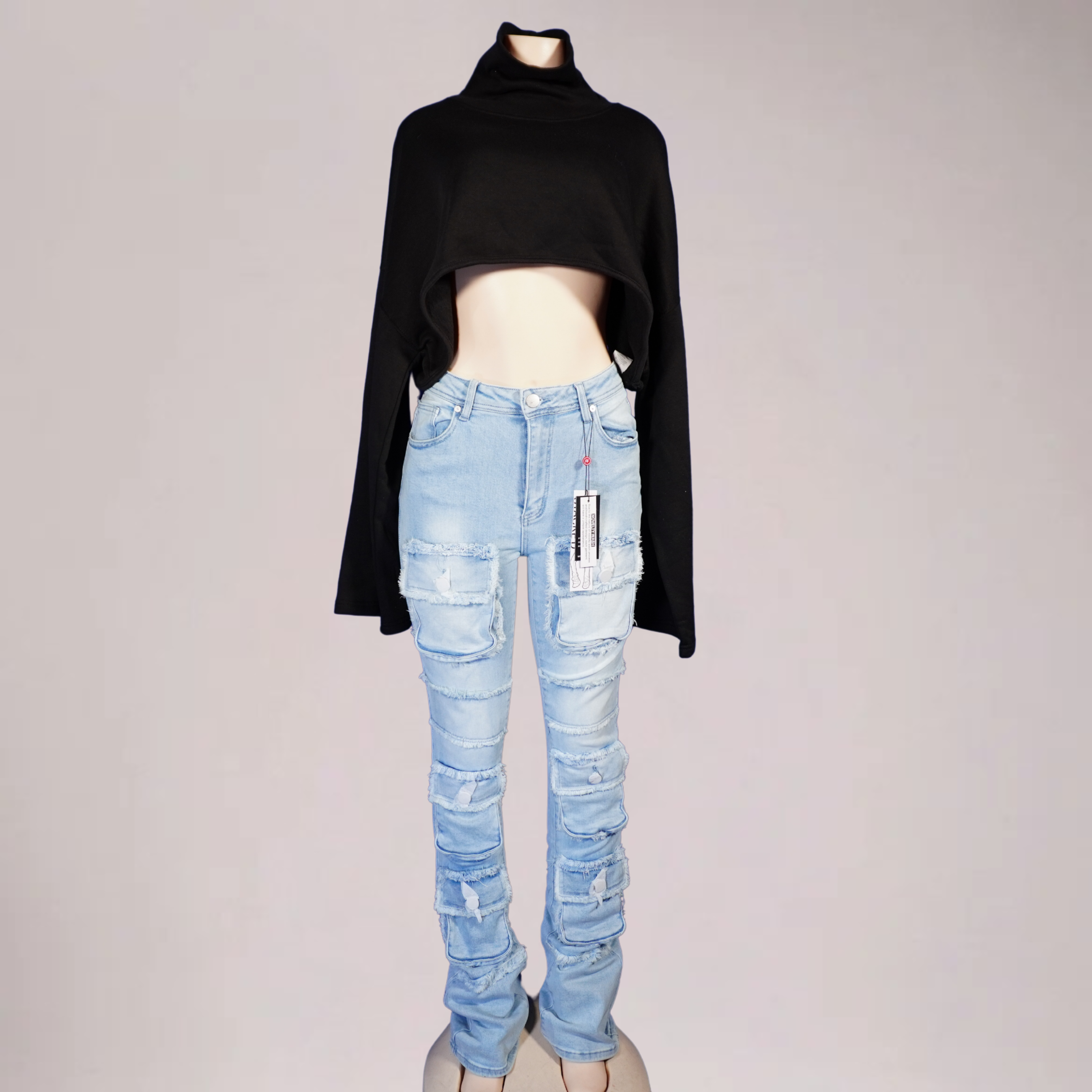 women’s black cropped turtleneck
