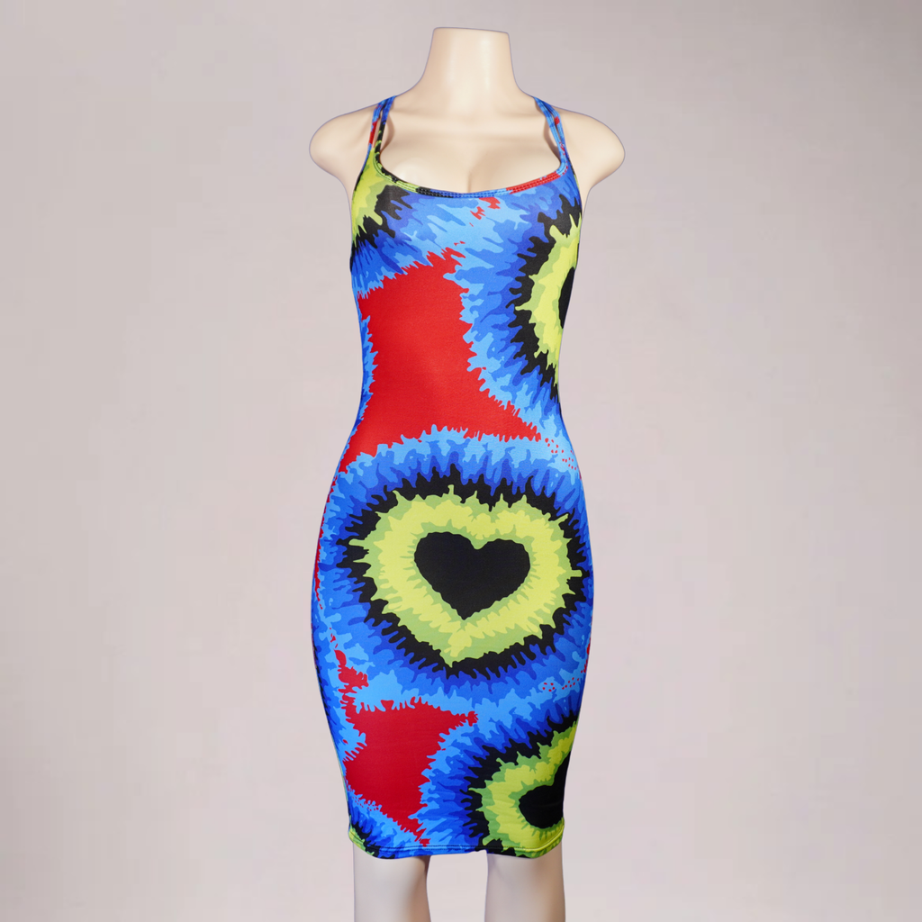 Women Maxi dress- multi/heart dress