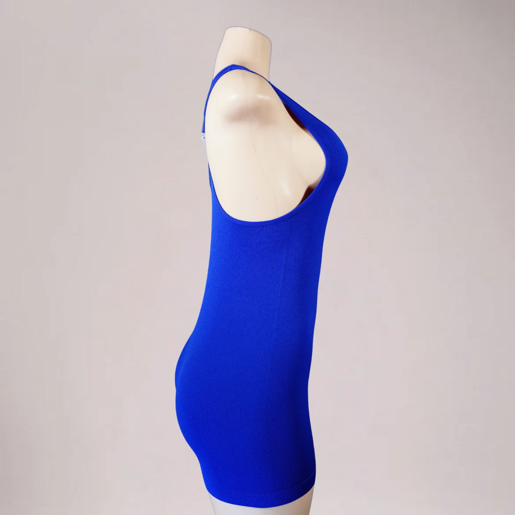 women’s blue wide strap t-shirt dress
