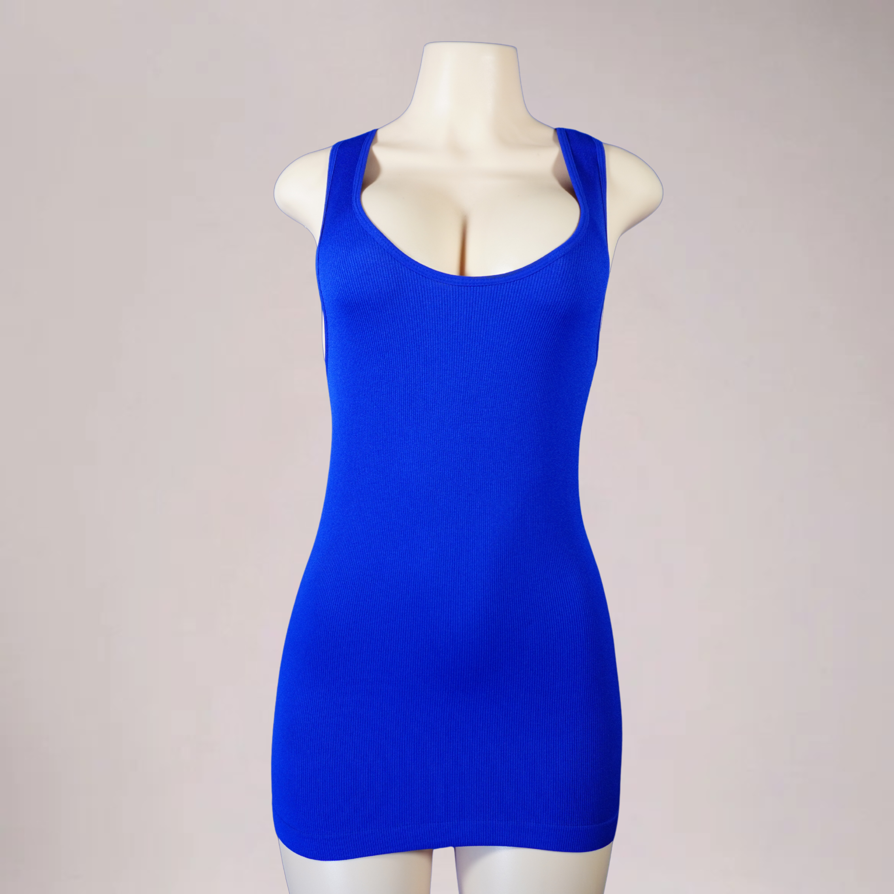 women’s blue wide strap t-shirt dress